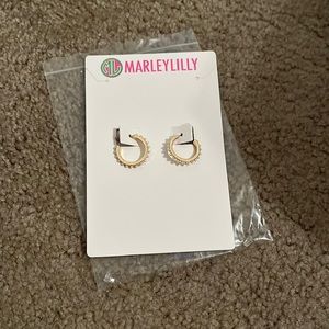 Marley Lilly Gold & White Pearl Hoop Earrings